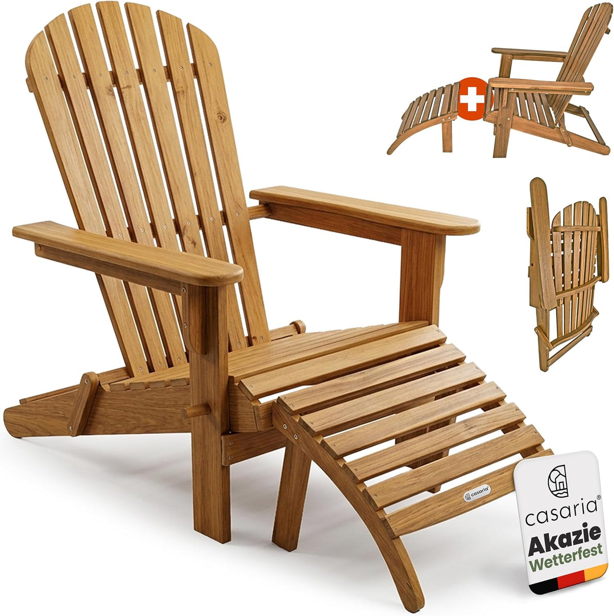 CASARIA Stühle & Strandkörbe, ® Sonnenliege Adirondack inkl. Fußstütze Wetterfest