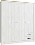 Kleiderschrank Elara, 180, geräumig, 3-türig, 2 Schubladen, Holzwerkstoff, Riviera Eiche/Sibiu Lärche Holzdekor, 181, 1 cm breit × 212, 7 cm hoch × 55