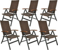 Gartenstuhl 6er Set Polyrattan, Modena - Braun Grau, BRUBAKER