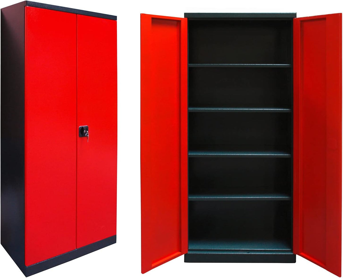 Werkzeugschrank, Werkstattschrank, Metallschrank anthrazit, H192 x B78 x T38 cm, robust, langlebig, abschließbar, ideal für Werkstatt, Garage, Lager