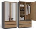 Kleiderschrank, + Spiegel 90cm breit 2-türig Flurschrank 2 Schubladen, CDF