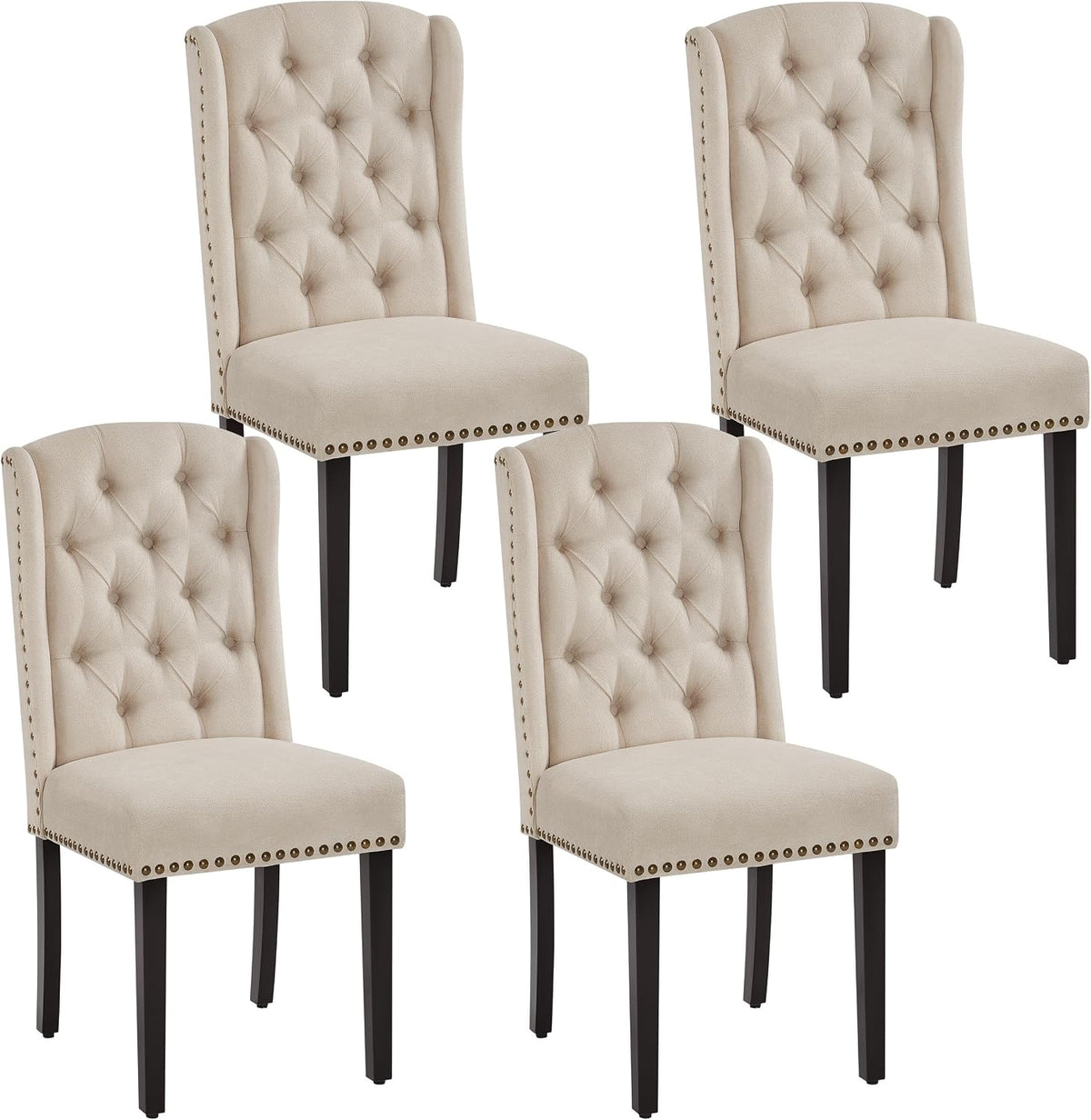 Esszimmerstuhl, Esszimmerstühle 4er Set gepolstert mit hoher Rückenlehne, Beige, Yaheetech