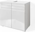 Unterschrank Waschbecken, Fredd, Weiß Hochglanz, 60 × 56 cm, Vicco