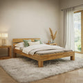 Bett Floki Massivholz, Eiche 140 × 200 cm, Bett mit Bettkopf, Natur geölt, skølm