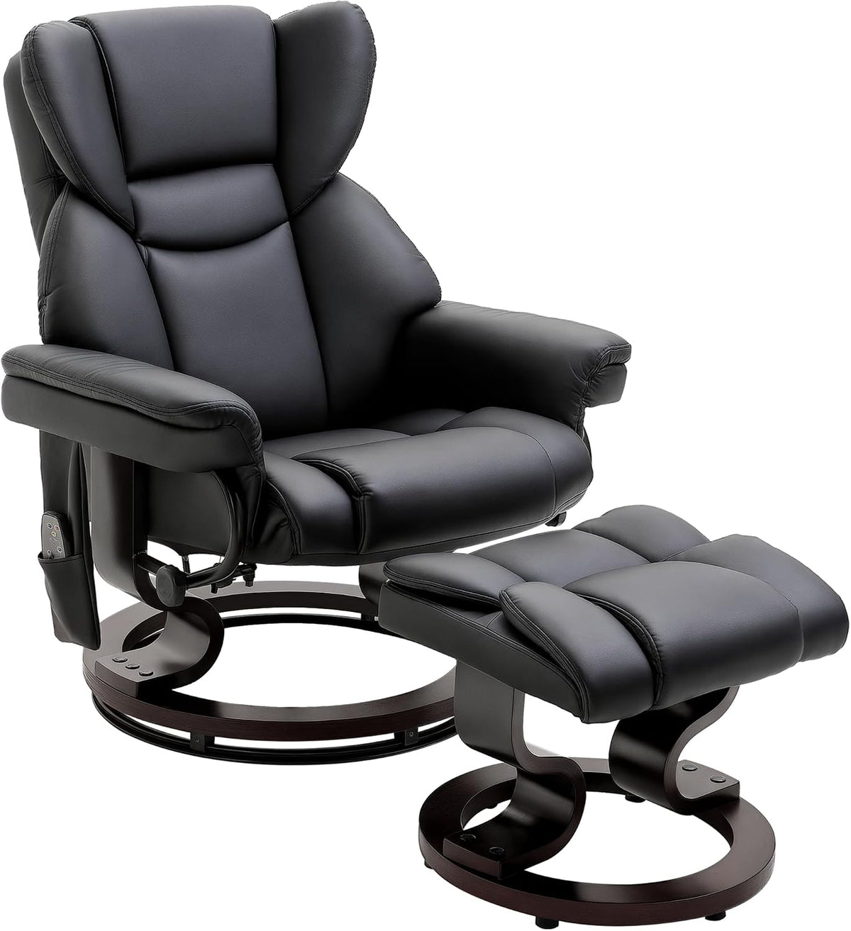 Relaxsessel, mit Hocker, 360° Drehbarer Fernsehsessel, Schwarz, HOMCOM