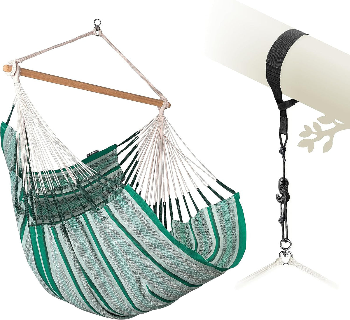 Hängesessel ® Habana Baumwoll, Sitz Hängeschaukel für Garten, Agave, LA SIESTA