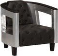 Komfortsessel, Fliegersessel Schwarz Echtleder 73 x 67 x 69 cm mit Aluminium-Armlehnen, Bequemer Lounge-Armchair mit Modernem Design