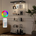 Aplancee Glasvitrine, mit LED, 5 Ebenen und 2 Türen, 188 × 36 × 80 cm, Schwarz