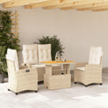 KKHOMEI Essgruppe, Ratan Gartenmöbel Set 4 Personen Terrassenmöbel Set mit 1 Verstellbarer Relaxbank