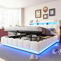Bett Polster, Doppelbett 180 × 200 mit LED, USB Anschluss, Hydraulische Stauraum, WIZBED