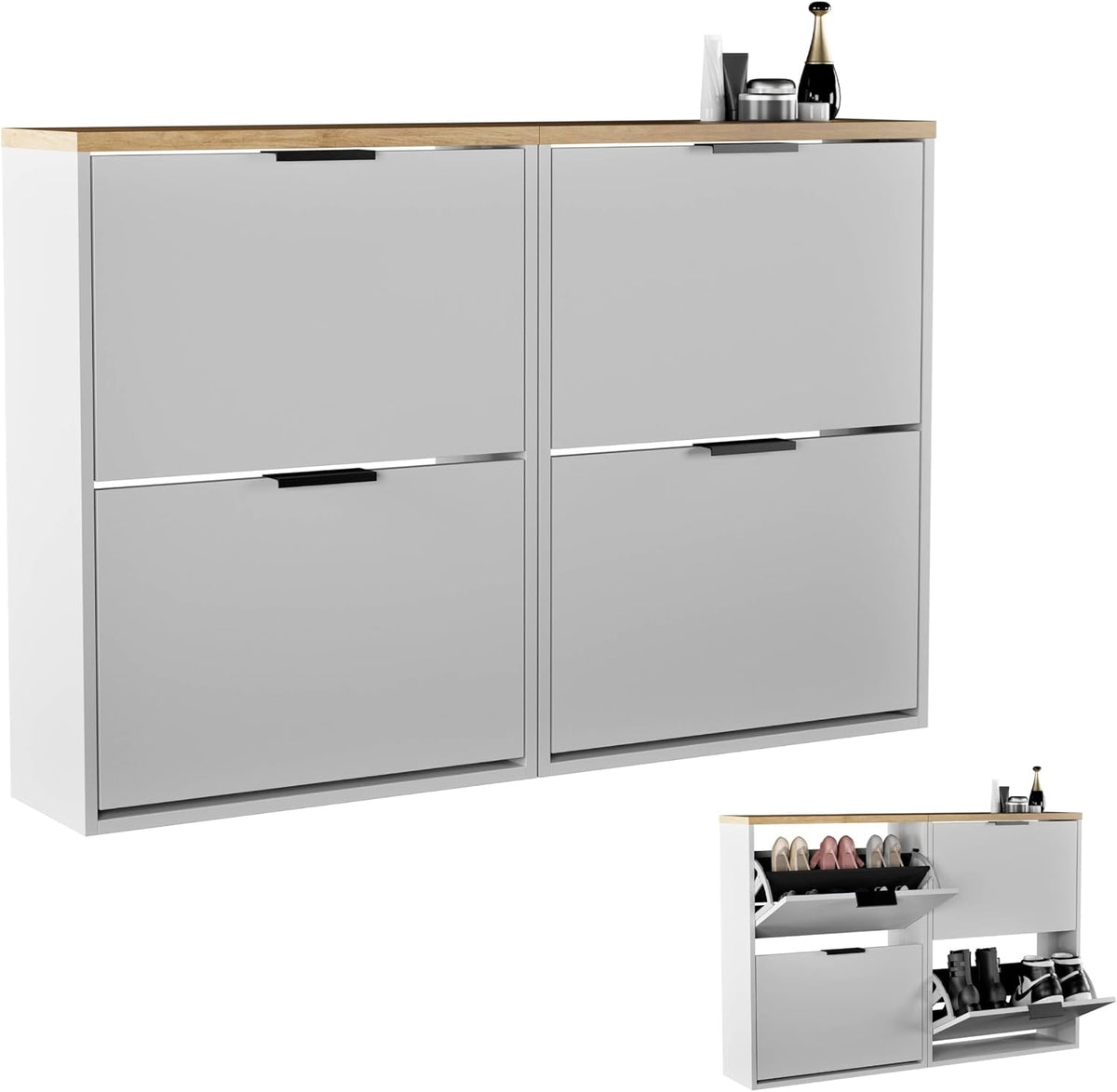 Schuhschrank 2 x, schmal mit 2 Klappen, Planetmöbel