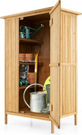 COSTWAY 3 5 Gartenschrank Holz Geräteschuppen mit Asphalt-Dach & Regalen & Haken Gerätehaus mit Abschließbare Tür Outdoor Gartenhaus, für Hinterhof
