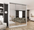 Kleiderschrank, mit Spiegel und Schiebetüren Weiß 240 × 250 cm, Caspian24