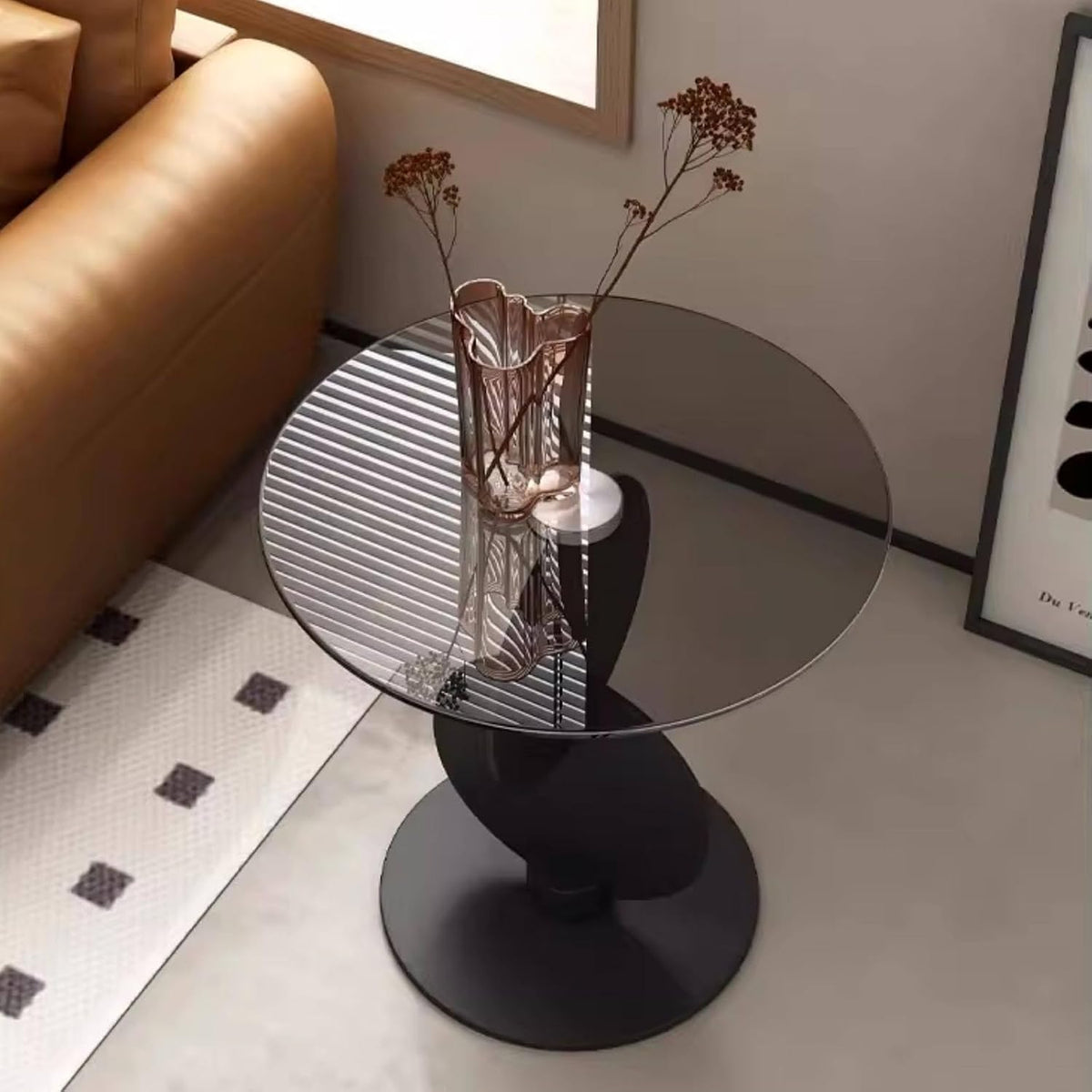Couchtisch, Klein Minimalistisches Design Gehärtetem Glas, Beistelltische fürs Wohnzimmer Basis für Wohnzimmer