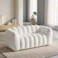 Sofa Cloud, Couch Boneless 2 Sitzer Kaninchenfell-Imitat Creme, Fiximaster