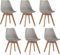 Esszimmerstuhl, 6er-Set Esszimmerstühle mit Beinen aus massiver Buche, Retro-Design, gepolsterter Stuhl, Küchenstuhl, Holz, Khaki, GrandCA HOME