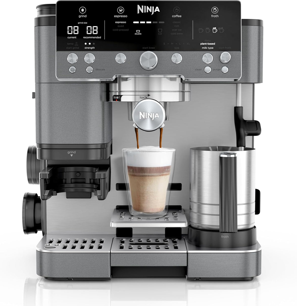 Ninja 3-in-1 Luxe Premier Kaffeemaschine, Espresso & Cold Brew, Grau-Metall