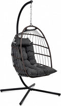 Hängesessel, mit Gestell Outdoor 250 kg, Wetterfest mit Kissen faltbar für Garten Balkon Indoor Relaxsessel Grau, SereneLife