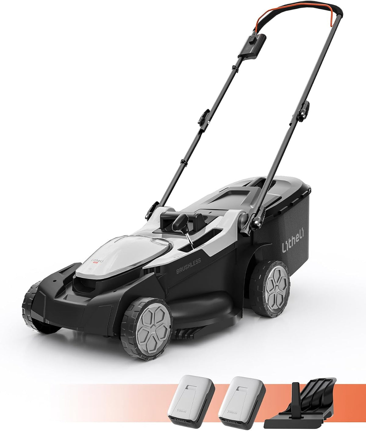 LiTHELi U20 Akku Rasenmäher, 2 × 20V, 43cm Schnittbreite, Brushless, bis 500 m², 40L Fangkorb, 25-75 mm Schnitthöhe, inkl. 2 × 4, 0 Ah Akkus