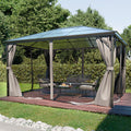 Pavillon ®, 3 × 4m Garten Überdachung mit Polycarbonat - Dach & Moskitonetz, Seitenteile wasserdicht in anthrazit, mit Metallgestell & Aluminiumrahmen