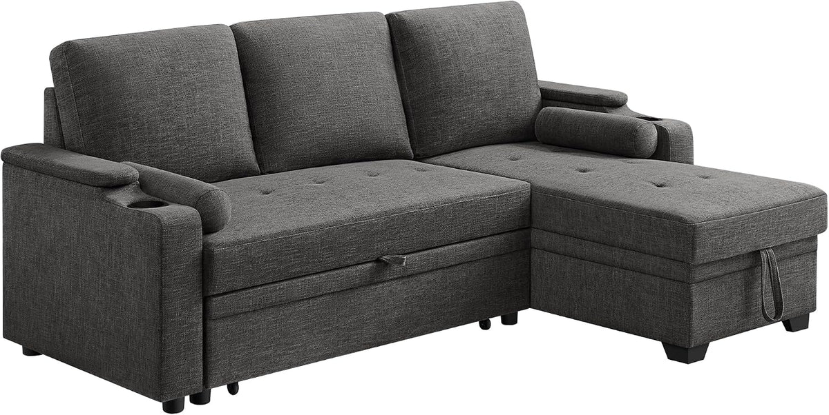 Sofa Schlaf, mit Stauraum, Becherhalter, modern, Gästezimmer, VASAGLE