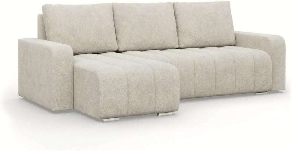 Sofa - Eck, mit Schlaffunktion und Betkasten 237 cm Breit Abrielle, Eckcouch Universelle Form, Sofa mit Bonell Federkern, Couch Wohnzimmer