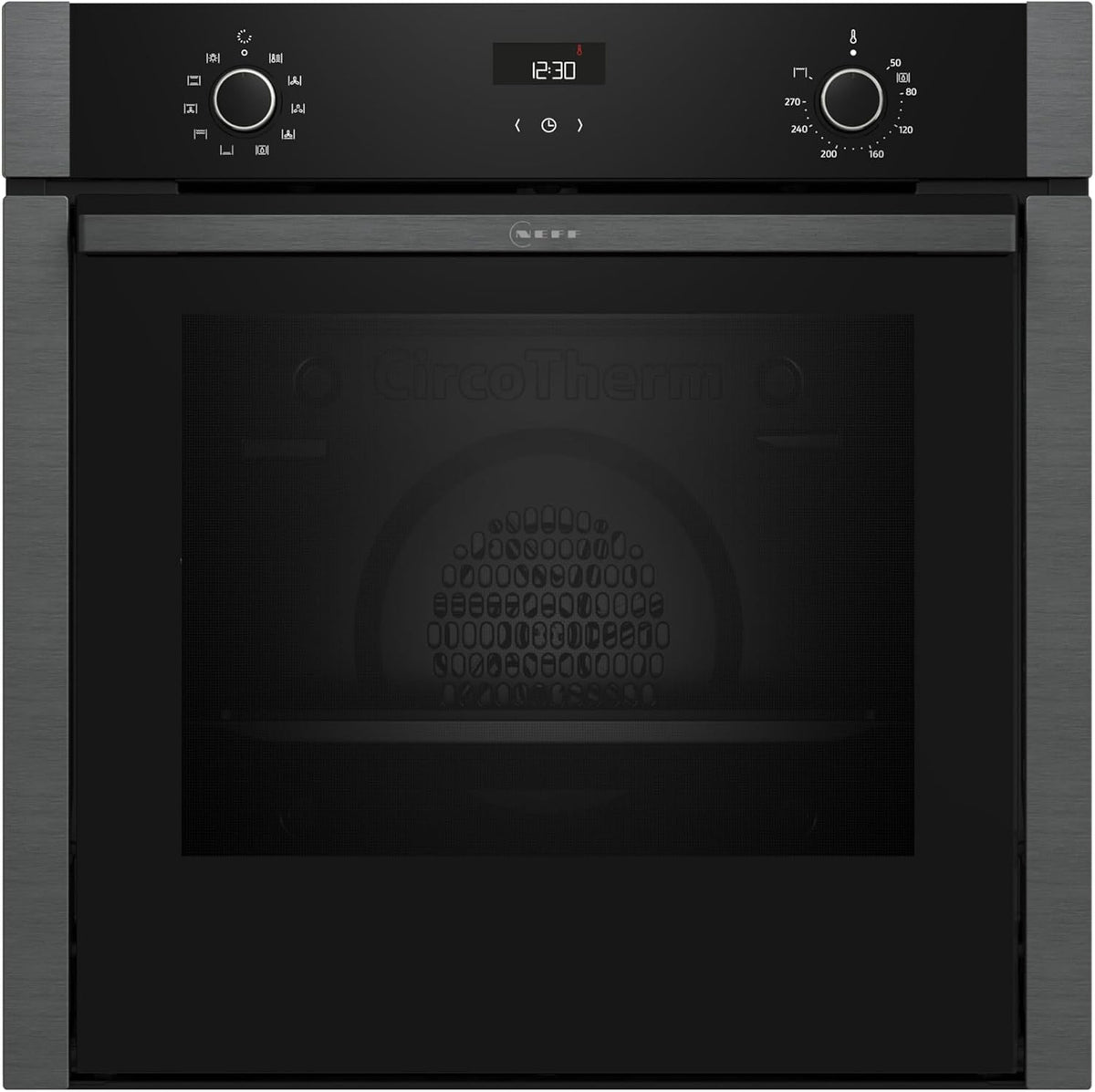 Neff B3ACE2AG3 N50 Backofen, 60 × 60 cm, Made in Germany, LCD-Display, Versenkbare Tür, CircoTherm, 7 Beheizungsarten, Easy Clean, Kindersicherung