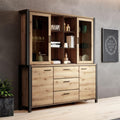 Sideboard, Esszimmer Buffetschrank Set in Taurus Eiche Nb. mit LED Beleuchtung, B/H/T: ca. 180/200/41 cm, Lomadox