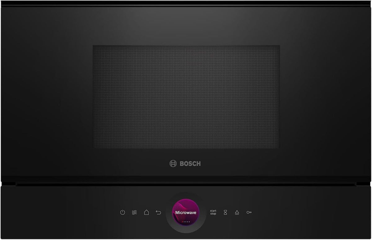 Bosch BER7321B1 8 Serie Einbau- Mikrowelle, Schwarz, 38 × 60 cm, 900W, Türanschlag Rechts, AutoPilot 10 mit 10 Automatikprogramme