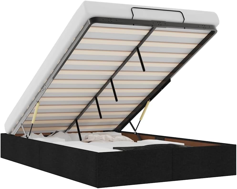 Bett Ottoman-, ohne Matratze Schwarz 120 × 200 cm Stoff, vidaXL