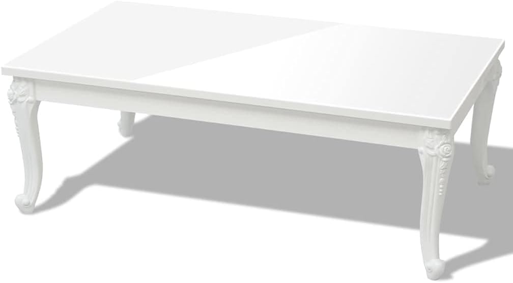 Couchtisch, Wohnzimmertisch Kaffeetisch Tisch 115×65×42 cm Hochglanz-Weiß, vidaXL