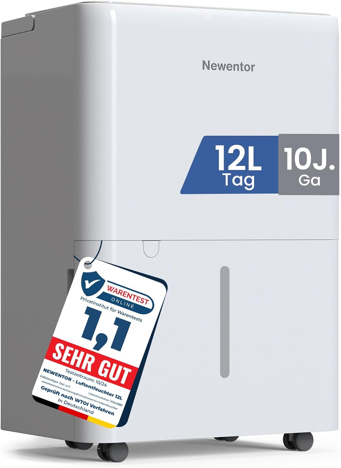 Newentor Luftentfeuchter, elektrisch 12L, Entfeuchter elektrisch keller, Raumentfeuchter elektrisch, Dehumidifier for home für 122m³/25m², mit Timer
