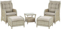 Gartenmöbel-Set, Lounge Set 5-teilig Rattan natürlich mit Auflagen beige Sessel versellbar Ponza, Beliani