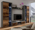 Kuechen-preisbombe XL Rumba Wohnwand, Schrankwand Anbauwand Wohnkombi Wohnzimmer Old Wood + Matera