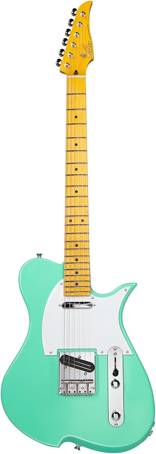 Vola Solibody, Vasti V3 MC E-Gitarre, Eschenkorpus, Ahornhals, Nickelbünde, moderner C-Hals, hergestellt in Japan (Surfgrün)
