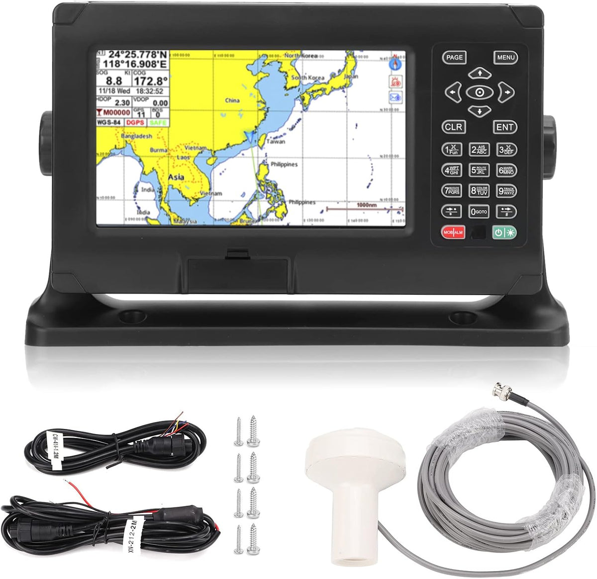 Keenso Seenavigation, 8 Zoll Fischfinder Kartenplotter, hohe Genauigkeit GPS BDS wasserdicht Keyed Assist