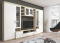 Kuechen-preisbombe Wohnwand,   TOP Wohnwand Paris Anbauwand Wohnkombi Wohnzimmer MDF Weiss + Sonoma Eiche