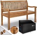 Sitzbank, ® Gartenbank Holz 3-4 Sitzer inkl. Abdeckung wetterfest 125 cm, tillvex
