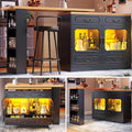 Bartische & -theken, Ausziehbarer Bartisch mit Stauraum(135-203×39×92.8cm), 360° drehbare Essbar, geeignet für Schlafzimmer, Wohnzimmer, Esszimmer
