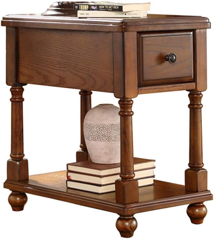 TV-Lowboard, Couchtisch 2-lagiger Ablagetisch, Sideboard mit Schubladen, Fernsehschrank aus Massivholz, Telefontisch-56 cm * 40 cm * 58 cm, CAFIEDR