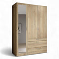 Kleiderschrank VESALA, Drehtürenschrank Mauvella Eiche 135 × 195 × 56 cm, Stella Trading