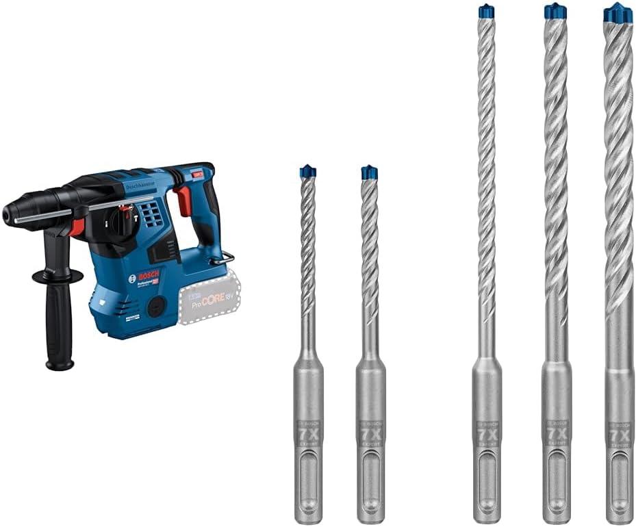 Bosch Professional 18V System Akku Bohrhammer, GBH 18V-28 C (inkl. Zusatzhandgriff, Fetttube