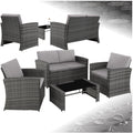 tectake 12-teilige Lounge Gartenmöbel Set Poly Rattan für den Garten Möbel für den Balkon Garten Lounge (wetterfest) Essgruppe, mit Outdoor Sofa
