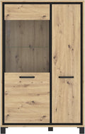 Forte Glasvitrine, Trondheim Highboardvitrine mit 1 Tür und 1 Glastür, Holzwerkstoff, Artisan Eiche kombiniert mit Schwarz Eiche, 101, 4 x 161 x 41