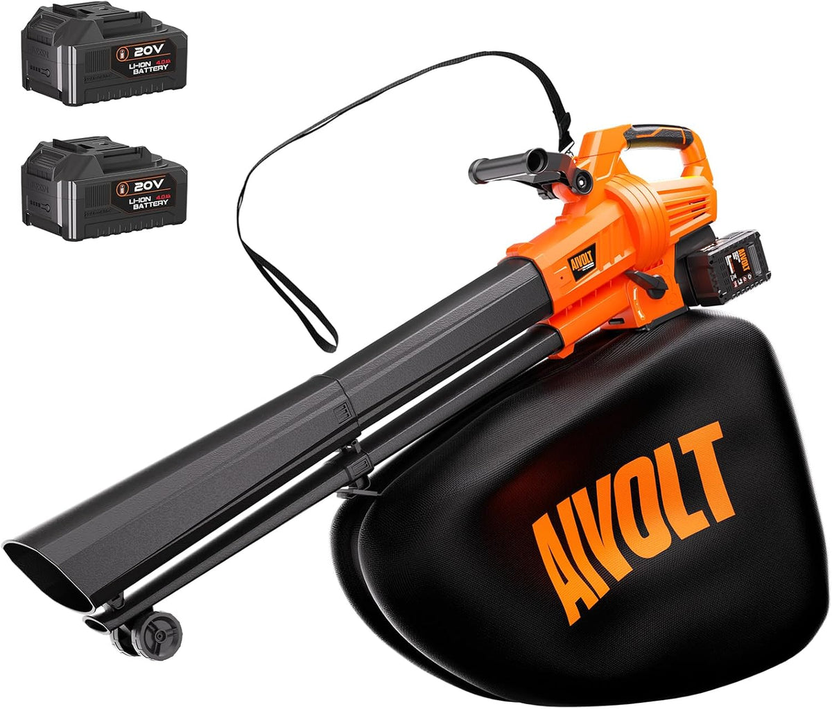 AIVOLT Akku Laubsauger Laubbläser, mit 2 × 4.0Ah Akku und Ladegerät