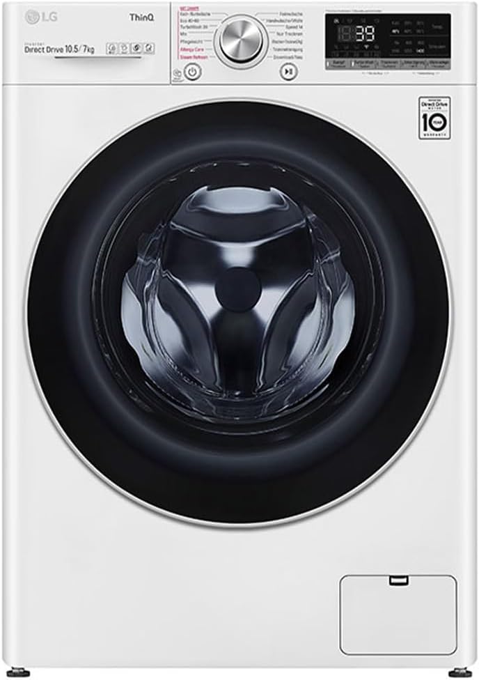 LG V7WD107H2E Klasse E Frontlader- Waschtrockner, 5-7 kg, 1400 U/min, AI Direct Drive, Wi-Fi, Tiefenreinigung mit Dampf, TurboWash, Größere Kapazität