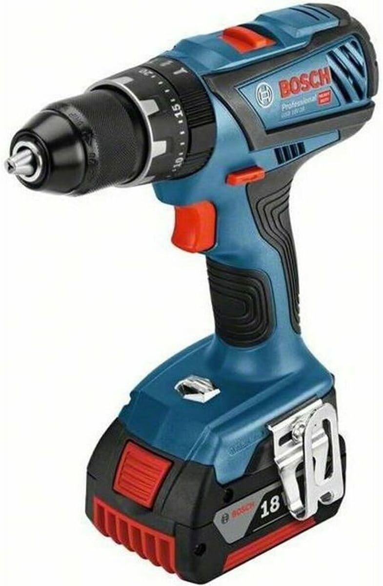Bosch Professional Akku-Bohrschrauber, 18V System Akku-Schlagbohrschrauber GSB 18V-28 (max. Drehmoment 63 Nm, inkl. 2x 4.0Ah Akku