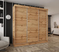 Kleiderschrank, mit Schiebetüren 180cm breit Eiche Wotan 180 × 205 cm, Caspian24