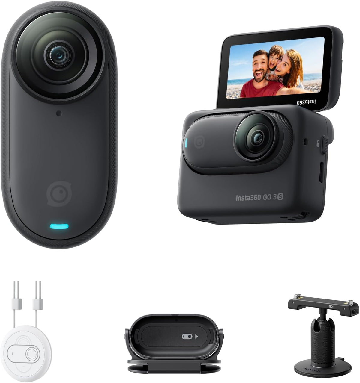 Insta360 GO 3S 128 GB 4K Nachtschwarz- Tragbare Mini- Kamera, Freihand-POVs, Überall anbringbar, Stabilisierung, 140 min Akku, 10 m wasserdicht
