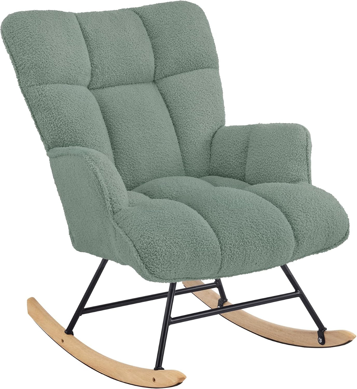 Schaukelstuhl, Teddy-Stillsessel fürs Babyzimmer, Grün, Aunekiv